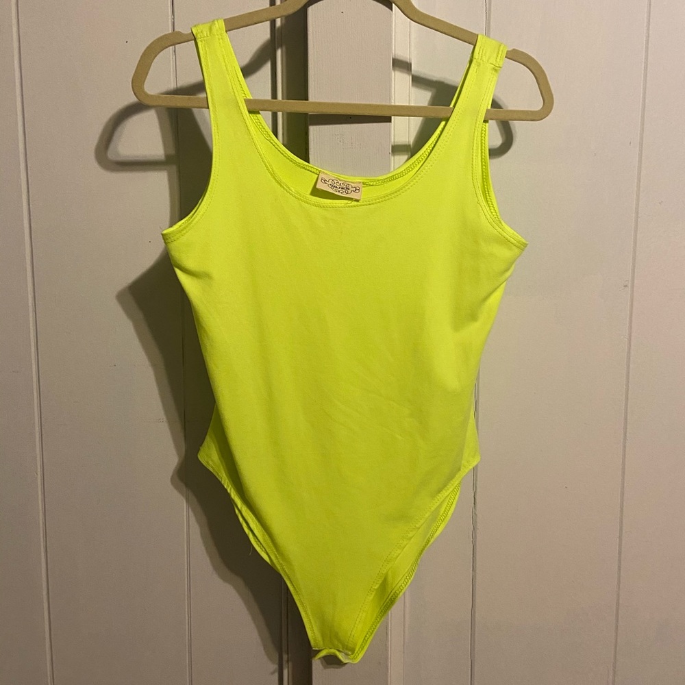 Fluorescent yellow bodysuit by Objex size L